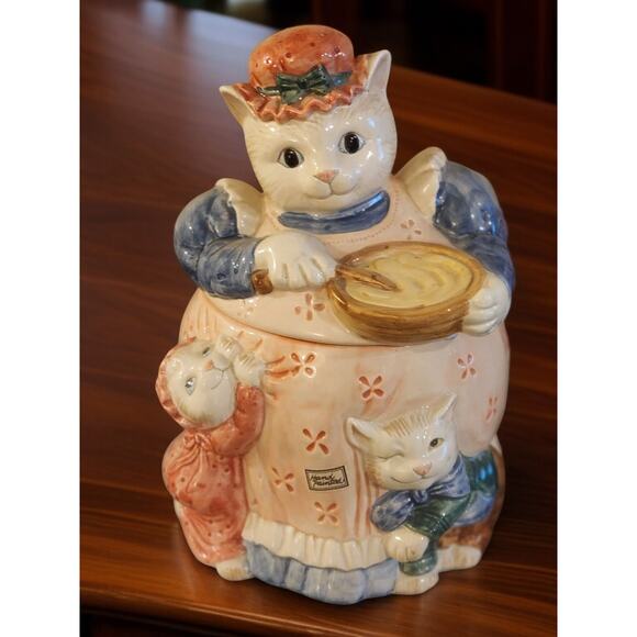 Fitz and Floyd Kittens of Knightsbridge Cookie Jar 1988 Vintage Handpainted